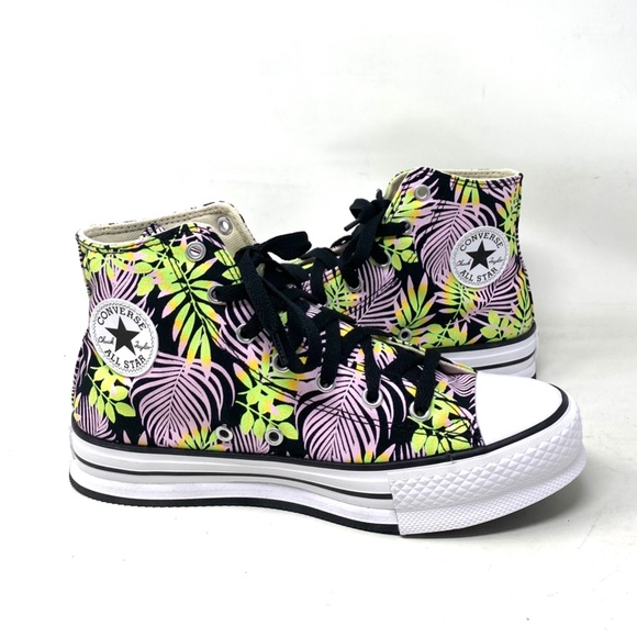 Converse Ctas Lift Platform Shoes Women Kids Pink Black Canvas High Top A01201C - Picture 6 of 10